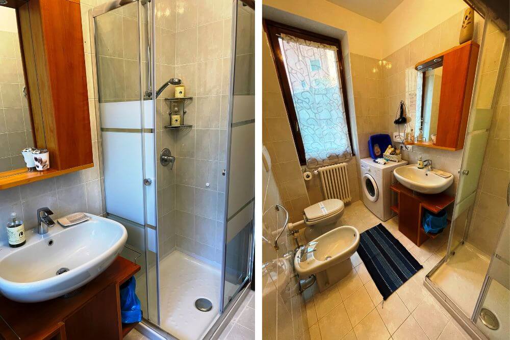 Equipped bathroom of the apartment Achille in Vezio near Varenna